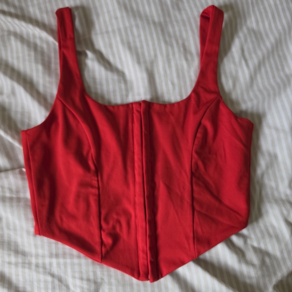 Red Structured Corset Top SMALL